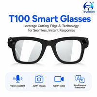Lunettes Caméra Intelligentes IA T100 – Enregistrement Vidéo 8MP, Transfert Wi-Fi, Double Haut-Parleur, Trois Micros, Traduction et Compte rendu de Réunions