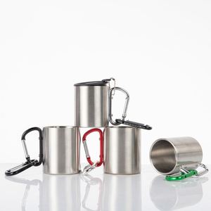 200ml 300ml Outdoor Camping Travel Portable Stainless Steel Coffee Cup Double Walled Carabiner Mug with Handle - Product Image 6