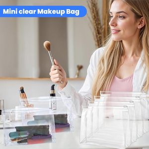 Tas <span class=keywords><strong>Makeup</strong></span> bening Mini, tas kecil kantong ritsleting bening untuk perlengkapan mandi, <span class=keywords><strong>Organizer</strong></span> kosmetik plastik tahan air - Product Image 3