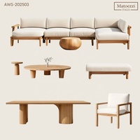 Ensemble de meubles de salon modernes en bois massif de luxe, écologiques, comprenant un canapé, des tables d'appoint, des fauteuils, pour la salle de séjour ou le patio.
