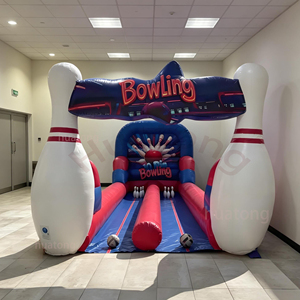 Ensemble <span class=keywords><strong>de</strong></span> bowling gonflable en PVC <span class=keywords><strong>de</strong></span> qualité commerciale 0,55 mm, 2 pistes, jeu <span class=keywords><strong>de</strong></span> bowling gonflable pour intérieur et extérieur, idéal pour <span class=keywords><strong>les</strong></span> entreprises <span class=keywords><strong>de</strong></span> location - Product Image 1
