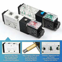 2-Positionen 3-Wege AC220V DC24V Pilotgesteuertes 4V210-08 Aluminiumlegierung Pneumatisches Magnetventil IP65-Schutz für Druckluft