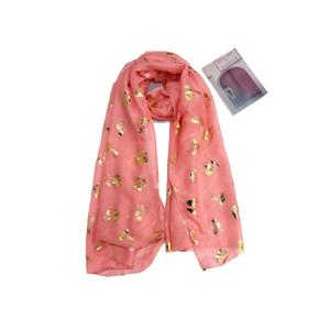 Sciarpa lunga in cotone TR Angelina 70x180cm con lamina oro ciliegia per donna, accessorio moda - Product Image 1