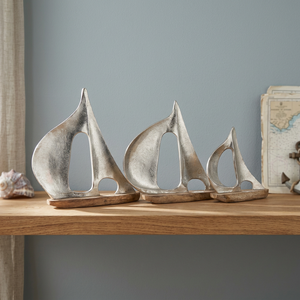 Escultura de Barco de Aluminio en Tendencia, con Base de Madera de Mango, Diseño Moderno, Decoración para el Hogar para Navidad y Festividades - Product Image 3