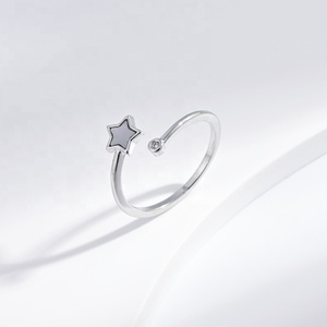 wholesale plata 925 sterling <b>silver</b> heart shell open <b>ring</b> Everyday Wear stacking black ladies cheap <b>adjustable</b> finger <b>rings</b> - Product Image 4