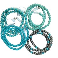 Kabel Micro USB Bulat Berwarna Alami 10mm 12mm Campuran Turquoise, Kabel Charger Berbahan TPE Akrilik Berhias Manik-Manik untuk Ponsel