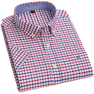 Camiseta de Vestir de Manga Corta, Nueva, Moderna, a Rayas, 100% Algodón Oxford, Antiarrugas, Corte Regular, Formal - Product Image 1
