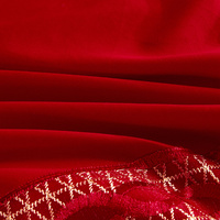 Parure de lit de luxe rouge en coton biologique naturel brodé avec housse de couette en bambou pour mariage