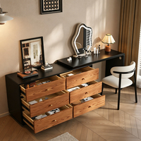 Table de maquillage vintage en forme de L pour chambre à coucher, style chinois, avec miroir