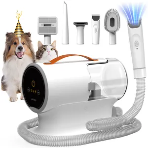 AIRROBO 5 In 1 Pet Grooming Kit Vacuum Dog Grooming Clippers Pet Hair Vaccum Cats Combs Deshedding Tool Electric Cleaning Brush