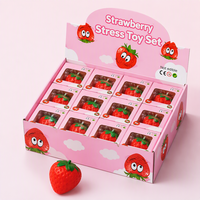 Jouets en silicone TPR souple, anti-stress, mignons en forme de fraise, mini-balle à presser