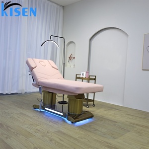 Fauteuil d'examen médical, de tatouage, de spa, de massage, de beauté cosmétique, de soin du visage, électrique rose KISEN à 3/4 moteurs, inclinable et esthétique - Product Image 2