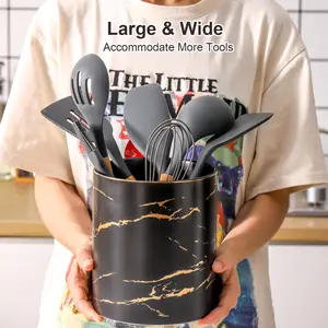 农舍餐厅装饰黑色大理石桌面厨房用具筷子架陶瓷勺子餐具架