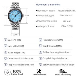 PAGANI DESIGN PD-1812 Flamingo Sports <b>Chronograph</b> Sapphire Mirror Stainless Steel Waterproof Watch Mechanical Luminous Men Watch - Product Image 6