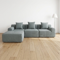 Ensemble de canapés modulaires modernes écologiques compressés sous vide, 4 pièces, emballage plat, en tissu capitonné, réversible, en forme de L, pour salon