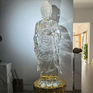 Statue de <span class=keywords><strong>Bouddha</strong></span> en résine transparente grandeur nature, décoration de temple, art religieux, personnalisée - Product Image 5