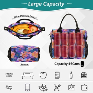 Colorful Flower Custom Design Full Print Aluminum Foil Cooler Tote Women Insulated Lunch Bag with Adjustable Shoulder Strap - Product Image 4