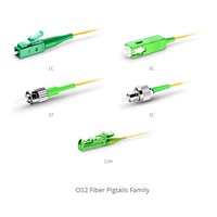 Cable de Fibra Óptica KNC de 1 m (3 pies), LC APC, Sin Recubrimiento, 12 Fibras, Codificado por Colores, OS2, Monomodo, PVC (OFNR), 0.9 mm, Modelo