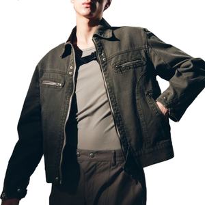 Veste en jean délavé pour homme avec fermeture éclair, style décontracté, personnalisable avec logo, vente en gros - Product Image 6