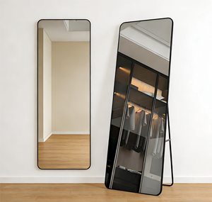<span class=keywords><strong>Miroir</strong></span> de sol en arche robuste avec cadre en métal 160x50cm doré autoportant décor pleine longueur - Product Image 1