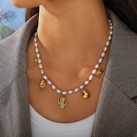 18K verguld waterdicht roestvrijstalen vintage schakels 3D vorm fruit thee collectie bedels hangers DIY ketting armband