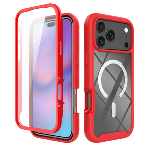 Coque de protection intégrale antichoc magnétique transparente anti-traces de doigts pour iPhone 17 Pro Max avec protection d'écran intégrée et compatible avec la recharge sans fil - Product Image 1