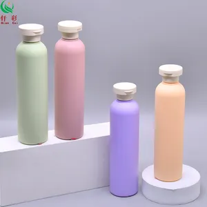 Vente chaude en peluche matériel 250ml, 300ml bouteille d'épaule ronde shampooing emballage en plastique bouteille vide gel douche bouteille lait pour le corps