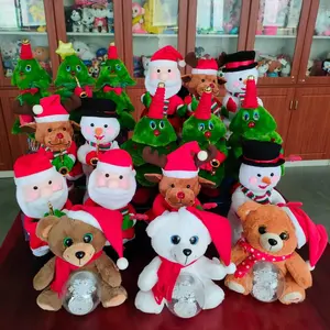 क्रिसमस बिजली आलीशान खिलौना हिरण स्नोमैन सांता क्लॉस नृत्य सैक्सोफोन संगीत और रोशनी के साथ भरवां खिलौना मजेदार क्रिसमस उपहार