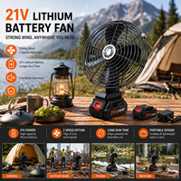 Ventilateur portable électrique 21V alimenté par batterie au lithium, ventilateur d'été pour le camping en plein air, mini ventilateur sans fil