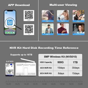 <span class=keywords><strong>SriHome</strong></span> Kit de grabadora de vídeo de cámara de seguridad inalámbrica WiFi de 5MP HD de 4 canales con monitor de pantalla táctil de 10,1 pulgadas, 1/2/2" - Product Image 5