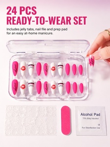 <span class=keywords><strong>Uñas</strong></span> Postizas Mate <span class=keywords><strong>de</strong></span> San Valentín con Diseño <span class=keywords><strong>de</strong></span> Beso y Letras del Alfabeto en Rosa y Blanco, <span class=keywords><strong>Uñas</strong></span> Postizas Largas en Forma <span class=keywords><strong>de</strong></span> Almendra, Juego Reutilizable al por Mayor - Product Image 6