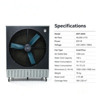 Refroidisseur d'air évaporatif mobile à grand débit d'air 220-240V, refroidisseur d'air à eau sur pied pour le refroidissement des espaces commerciaux et industriels