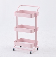 Chariot de rangement mobile à 3 niveaux en plastique avec installation sur pied pour cuisine, salle de bain et rangement de collations