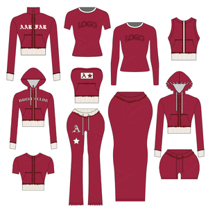 Tute da Donna Personalizzate in French Terry con Felpa con Zip e Pantaloni a Zampa, Completi Autunno Inverno da Donna in 2 Pezzi - Product Image 1