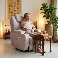 Canapé inclinable multifonctionnel électrique en bois gris avoine COMODO Q701 de PUZE Wholesales avec porte-gobelet intégré et télécommande