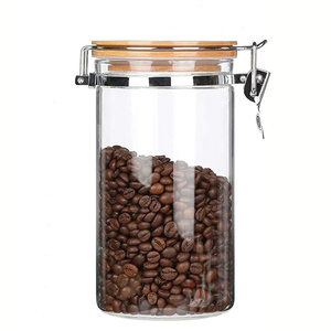 Conteneurs en verre Reihey Bocaux de cuisine mignons Bocaux de stockage en verre hermétique Stockage hermétique des aliments avec couvercles en bambou pour pots à épices à biscuits - Product Image 2