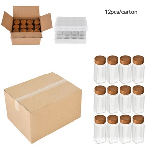 Kitchen Condiment <strong>Storage</strong> Container Sets Airtight Seasoning <strong>Jars</strong> Clear Glass Wooden Lids Spice <strong>Bottles</strong> With Label - Product Image 5