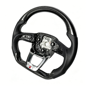 Volant personnalisable en fibre de carbone noire et cuir, compatible avec <span class=keywords><strong>Audi</strong></span> A1 A3 A4 A5 A6 A7 A8 Série <span class=keywords><strong>Q</strong></span> C8 B6 B7 B8 B9 C6 C7 TT R8 - Product Image 2