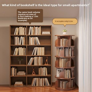 360 độ xoay bằng gỗ Kệ sách kệ sách Internet người nổi tiếng di chuyển tầng lưu trữ Giá tủ cho phòng khách gia đình - Product Image 2