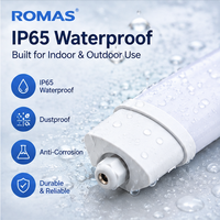 Lampu LED Linear Batten T8 ROMAS IP65 Tahan Air, Dapat Diredupkan, CRI 80,  Berbahan Aluminium PC untuk Gudang dan Garasi