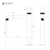 Robinet de lavabo en acier inoxydable 304 à poignée céramique unique, monotrou, finition brossée, eau chaude et froide, pour salle de bain, fourni par l'usine