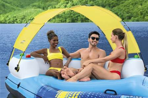 El más nuevo inflable soleado 4-5 personas gran isla flotante lago agua salón balsa con portavasos puede mover el peso de la carga 360KG - Product Image 5