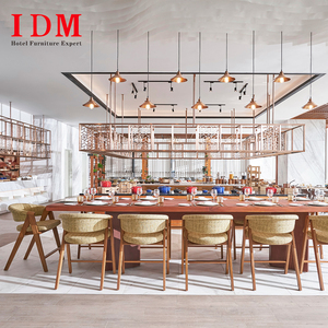 Ensemble de meubles de restaurant d'hôtel de luxe, design personnalisé <span class=keywords><strong>IDM</strong></span>, table à manger moderne en bois massif 4 places, écologique - Product Image 5