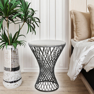<span class=keywords><strong>Mesa</strong></span> de Centro Pequeña Moderna con Pedestal Decorativo de Líneas Metálicas Cruzadas, de Mármol Resistente y Fácil de Limpiar, para Sala de Estar o Dormitorio - Product Image 3