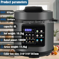 Cuisinière à pression électrique de luxe de haute qualité 6L, marmite électrique multifonction 6 litres pour la maison, grande cuisinière à pression intelligente