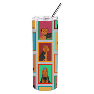 Beaucoup de gobelets fins en acier inoxydable Yorkie noir et brun - Product Image 1