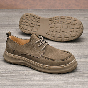 Men's Genuine Leather <b>Round</b> Toe Lace-up Dress Shoes Spring Office Casual <b>Cushioned</b> Rubber Sole - Product Image 2