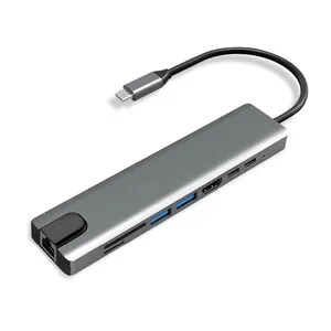 Usb Type C Hub 8 In 1 Usb Hub Multi-Functie Adapter Voor Macbook Pro En Type C Windows Laptops