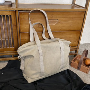 Cross-Border Korean-Style Solid Color Canvas Women's Zipper New Style Simple Underarm Shoulder Tote <b>Bag</b> Tanjing - Product Image 3