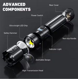 Сверхъяркий светодиодный фонарь из алюминия с регулируемой яркостью XHP70 и ремешком для экстренных ситуаций, охоты и использования на открытом воздухе - Product Image 5